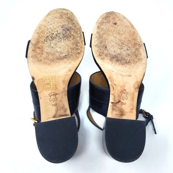 Tory Burch Everly 65MM Heeled Sandals Soft Calf Leather Black 60222 Size US 9 - Picture 8 of 10